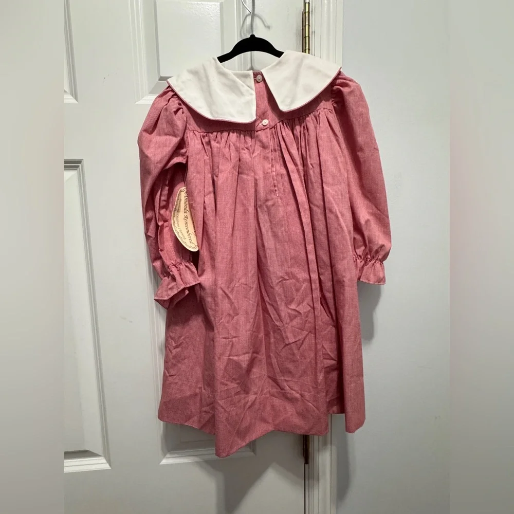 Red and White Pleated handmade Sundress with Sailor Collar size 4 T